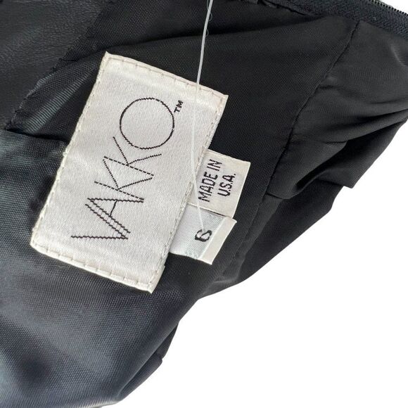 Vakko Vintage 80s Black Suede & Leather Backless Long Sleeve Midi Dress, Size 6 - Picture 13 of 15